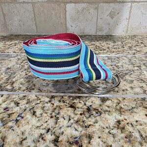 Striped D Ring Ribbon Belt